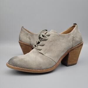 Sofft Tailynn Grey Suede Lace Up Stacked Heel Booties boots shoes Size 9 M